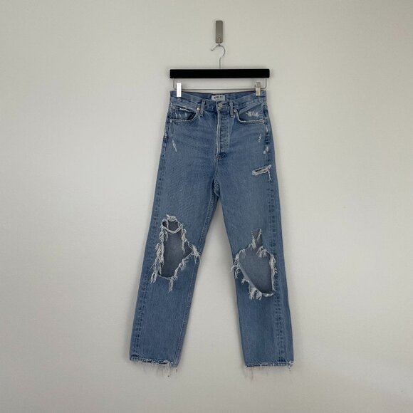 AGOLDE 90's Mid Rise Loose Fit Distressed Jeans Fall Out Size 24 - Picture 1 of 8